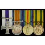 A Great War M.C. group of four awarded to Lieutenant P. Wells, Royal Field Artillery, late H...