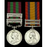 Pair: Private E. Steed, East Kent Regiment India General Service 1895-1902, 2 clasps, Rel...