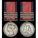 The Military General Service Medal awarded to Private Jonathan Henshaw, 39th Foot, whose reg...