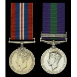 Pair: Private C. Belsey, The Buffs War Medal 1939-45; General Service 1918-62, 1 clasp, S...