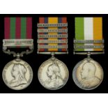 Three: Private S. Scott, East Kent Regiment India General Service 1895-1902, 1 clasp, Rel...