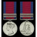 The Military General Service Medal awarded to Lieutenant George Carter, 6th Foot, whose regi...