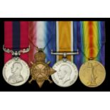 A good Great War 'Delville Wood' D.C.M. group of four awarded to Sergeant E. A. Woodward, Ki...