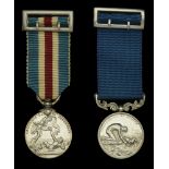 Lloyd's Medal for Saving Life at Sea, silver medal, with top Hunt & Roskell silver riband bu...