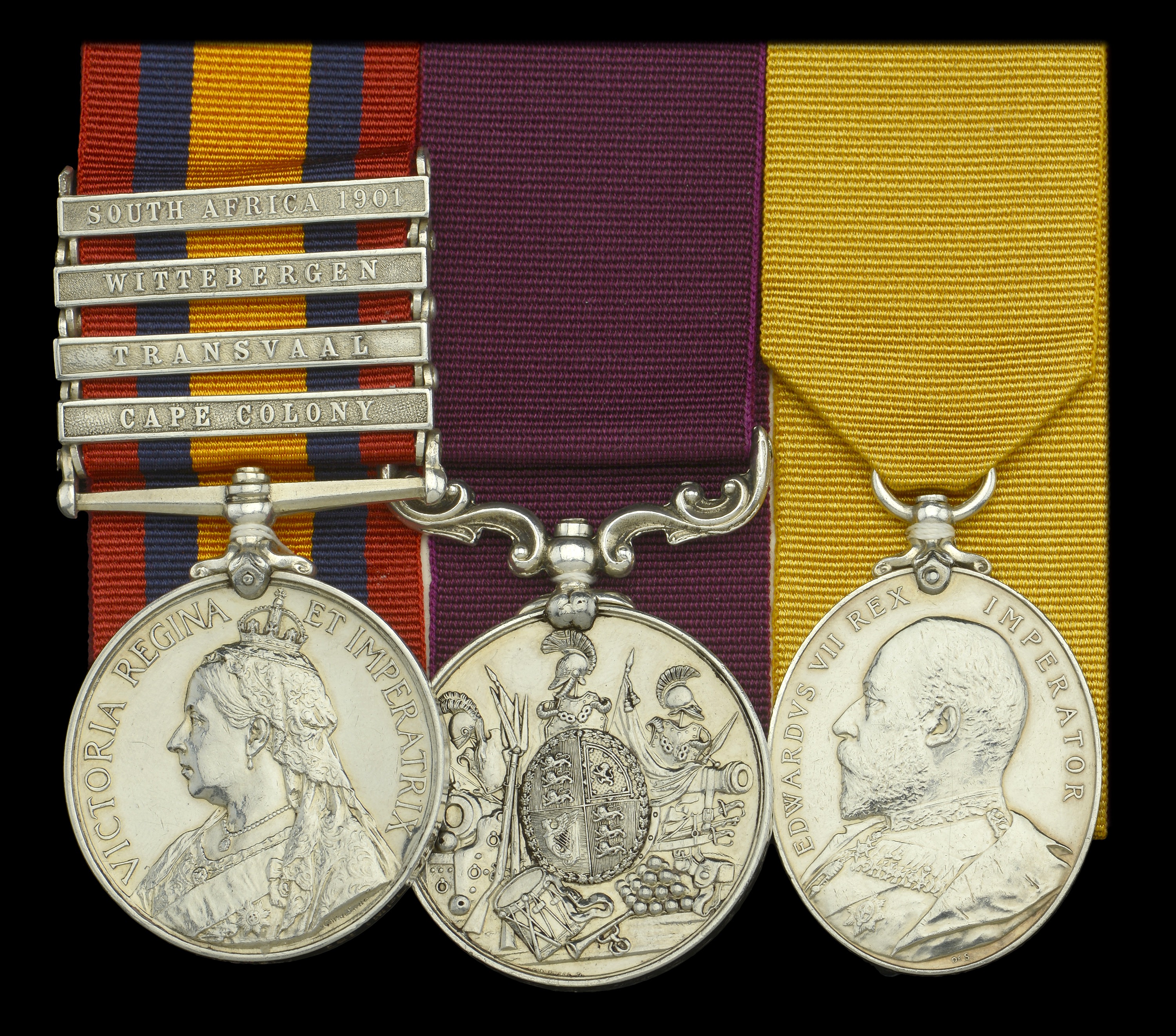 The outstanding and extremely rare 'double long service' group of three awarded to Regimenta...