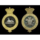 A South Staffordshire Regiment Officer's Glengarry Badge 1881-99. The gilt crowned garter s...