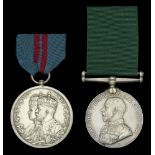 Delhi Durbar 1911, silver, unnamed as issued; Volunteer Force Long Service Medal (India & th...