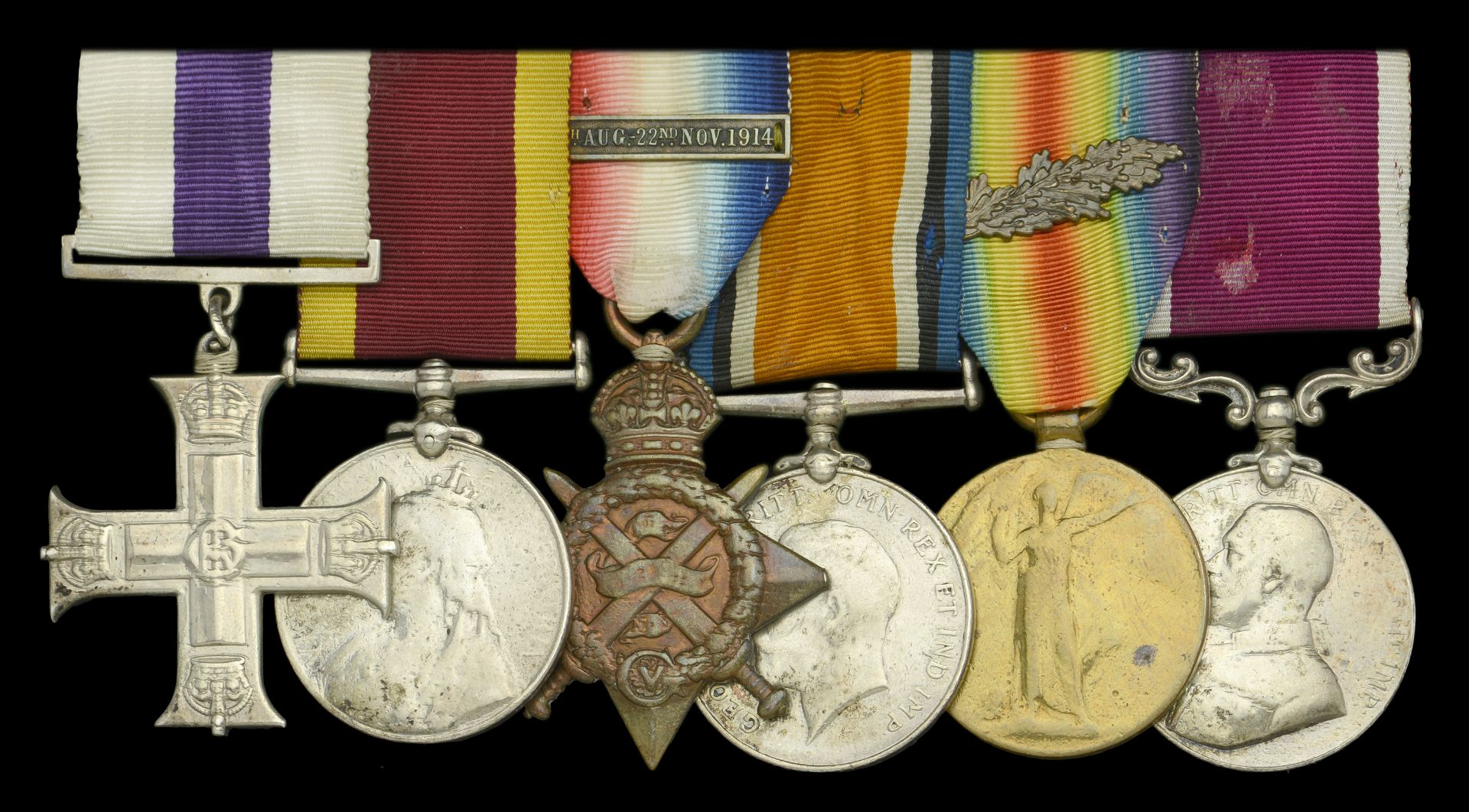 A scarce and early Great War 'Warrant Officers' M.C. group of six awarded to Battery Sergean...
