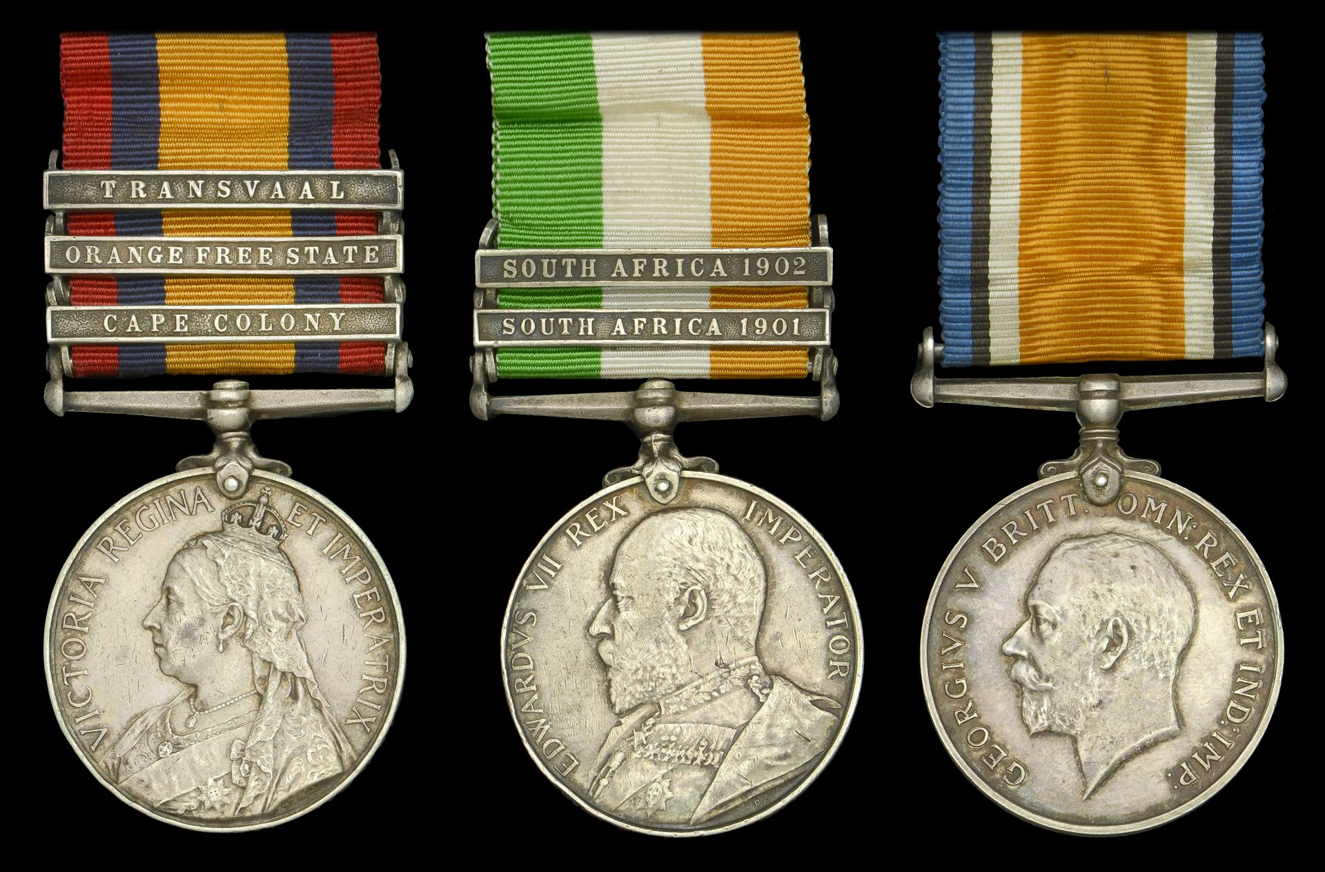 Three: Gunner R. W. Holcombe, Royal Garrison Artillery Queen's South Africa 1899-1902,...