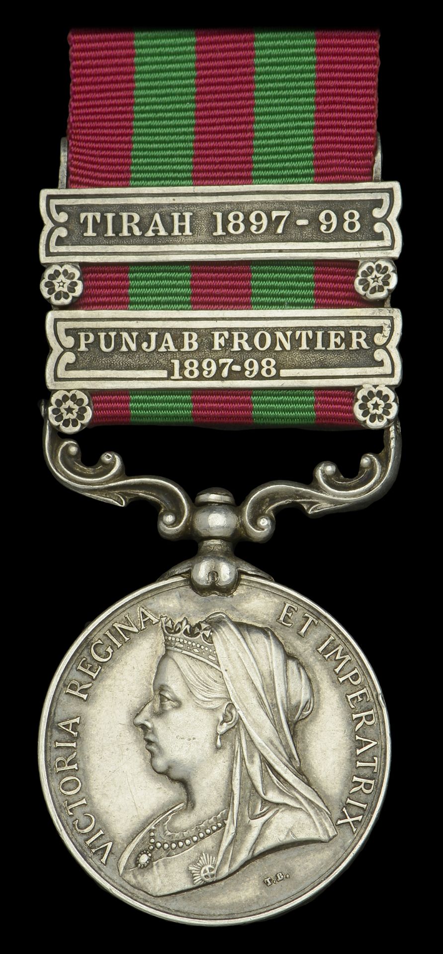 India General Service 1895-1902, 2 clasps, Punjab Frontier 1897-98, Tirah 1897-98 (78224 Bom...