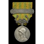 France, Third Republic, China Medal 1900-01, 1 clasp, 1900 Chine 1901, edge stamped 'Argent'...