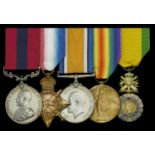 A fine Great War 'Battle of Loos' 1915 D.C.M. and French Medaille Militaire group of five aw...
