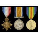 A well-documented group of three awarded to Captain G. Bradwell, Royal Garrison Artillery, w...