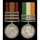 Three: Private J. A. Thornton, Essex Regiment Queen's South Africa 1899-1902, 3 clasps, C...