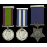 The scarce campaign group of three awarded Surgeon Major G. Shaw, Army Medical Department, w...