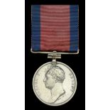 The unique Waterloo Medal awarded to Lieutenant Thomas Baynes, 39th Foot, who was 'shot thro...