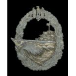 A German Second World War Kriegsmarine Destroyer Badge. A late war Schwerin produced Destro...