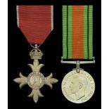 A Second War 'Civil Division' M.B.E. pair awarded to Observer Lieutenant J. L. Waugh, Royal...