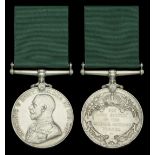 Colonial Auxiliary Forces Long Service Medal, G.V.R. (A/Cpl. E. Ninham Midd. L.I.) claw tigh...