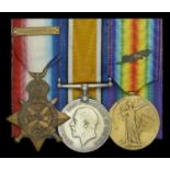 Three: Corporal F. A. Pope, Dorsetshire Regiment 1914 Star, with copy clasp (9192 Cpl. F....