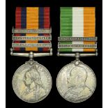Pair: Private A. Moorman, Leinster Regiment Queen's South Africa 1899-1902, 3 clasps, Cap...