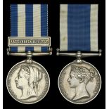Pair: Armourer A. A. Barrett, Royal Navy Egypt and Sudan 1882-89, dated reverse, 1 clasp...