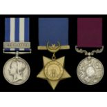 Three: Private T. Burns, 4th Royal Irish Dragoon Guards Egypt and Sudan 1882-89, dated re...