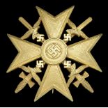 A German Spanish Cross in Gold with Swords Germany, Third Reich, Spanish Cross in Gold, w...