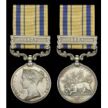 The South Africa 1877-79 medal to Trooper R. Warren, 2nd Cape Mounted Yeomanry, who was kill...