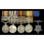 An unattributed group of five miniature dress medals South Africa 1877-79, 1 clasp, 1879;...