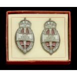 King's Commendation for Brave Conduct, a pair of plastic pin-backed badges, in their card bo...