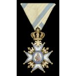 Serbia, Kingdom, Order of St. Sava, Knight's breast badge, 65mm including crown suspension x...