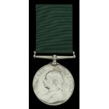 Volunteer Force Long Service Medal, V.R. (Bnd: Mr: F. Howell. 2nd Lanc: Vol: Art:) nearly ve...