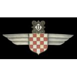 A Croatian Second World War Air Force Legion Badge A scarce silvered and enamel Hrvatska Zr...