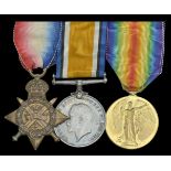 Three: Private F. Parrott, Bedfordshire Regiment 1914 Star (3-7400 Pte. F. Parrott. 2/Bed...