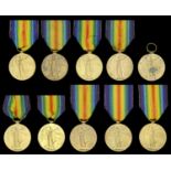 Victory Medal 1914-19 (10) (21523 Cpl. C. Adams. R. Berks. R.; 23956 Pte. W. B. G. Aldridge....