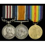 A Great War 'Western Front' M.M. group of three awarded to Sergeant H. Clark, Royal Garrison...