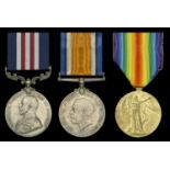 A Great War 'Western Front' M.M. group of three awarded to Lance-Corporal C. Ashford, Essex...