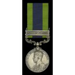 India General Service 1908-35, 1 clasp, Waziristan 1921-24 (5328914 Pte. E. Oliver. R. Berks...