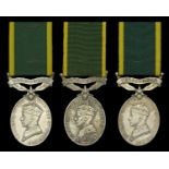 Efficiency Medal, G.VI.R., 1st issue, Territorial (3) (5337281 Pte. FS. C. Clark. R. Berks.;...