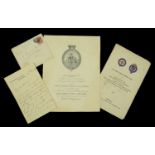 The C.M.G. Bestowal Document and other ephemera relating to Surgeon Rear Admiral E. J. Finch...