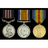 A Great War M.M. group of three awarded to Gunner H. J. Abbott, Royal Garrison Artillery...