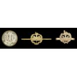 Essex Regimental Sweetheart Brooches (3), the first two in 9 carat gold (3.19g and 2.64g res...