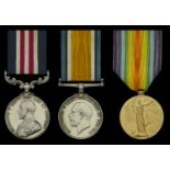 A Great War 'Western Front' M.M. group of three awarded to Corporal J. McGavin, Royal Engine...