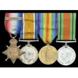 Four: Lance-Corporal E. James, Coldstream Guards 1914 Star, with clasp (8337 L. Cpl. E. J...