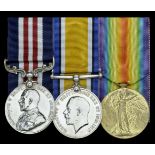 A Great War M.M. group of three awarded to Gunner W. F. Kearsey, Royal Field Artillery Mi...