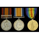 Three: Major G. J. Dickson, Wiltshire Regiment Queen's South Africa 1899-1902, 1 clasp, T...