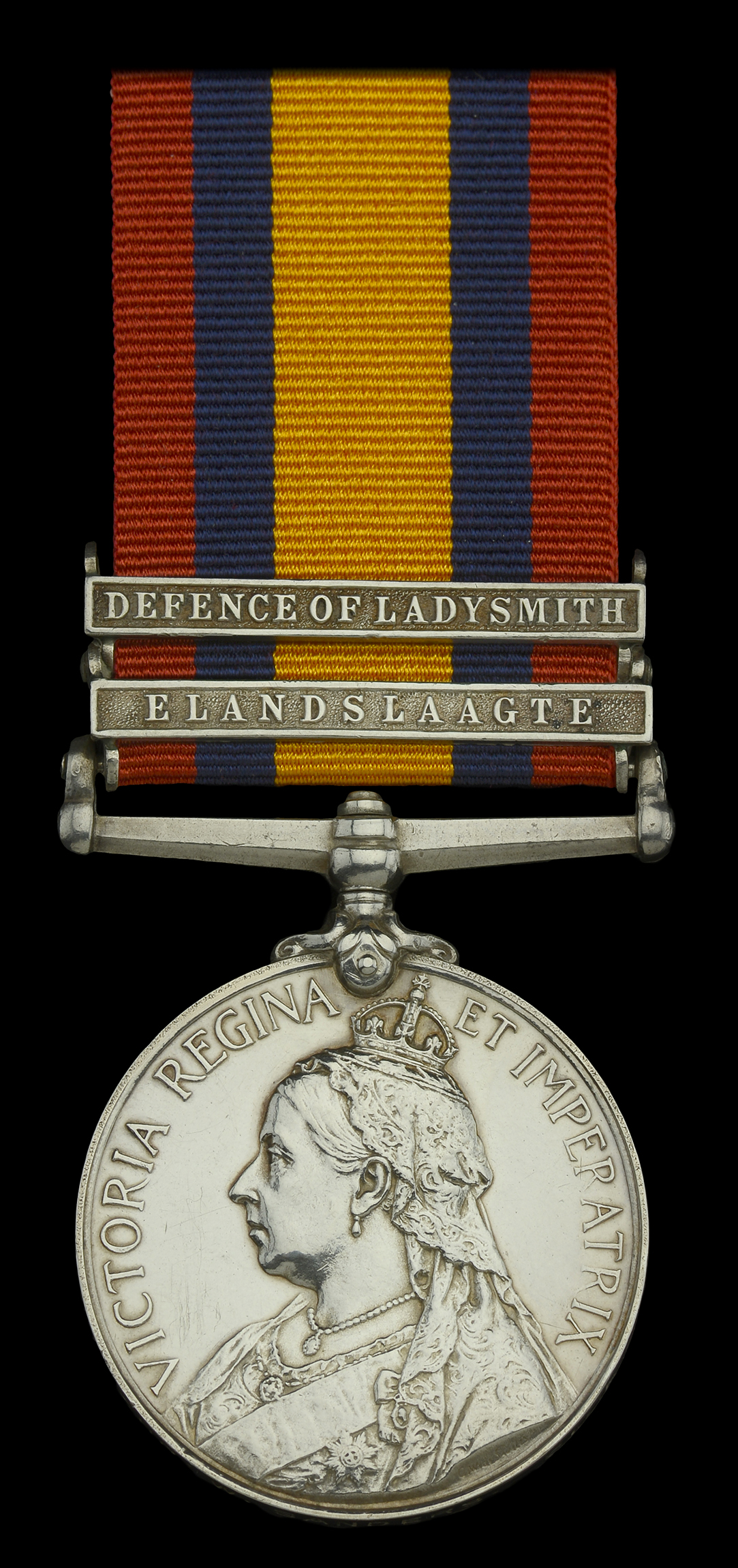 Queen's South Africa 1899-1902, 2 clasps, Elandslaagte, Defence of Ladysmith (13400 Gnr: W....