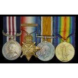 A Great War 'French theatre' M.M. group of four awarded to Private W. W. Gardiner, 1st Batta...