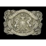 Straits Settlement Police Force Distinguished Bravery Presentation Waist Belt Plate. A fine...